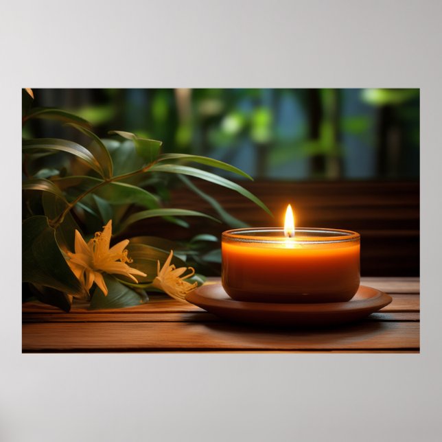 Candle Light Blume Ruhig Friedlich Poster (Vorne)