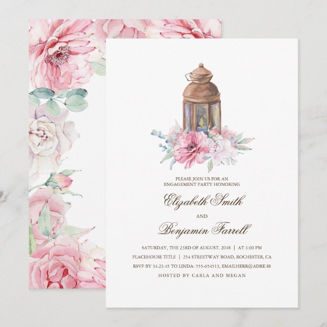 Candle Lit Lantern Engagement Party Einladung (Vorne/Hinten)