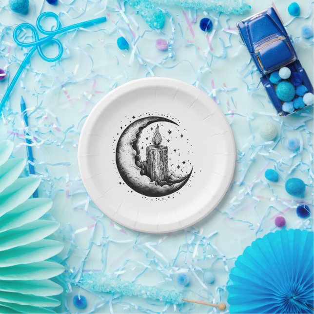 Candle Lit Moon Pappteller (Party)