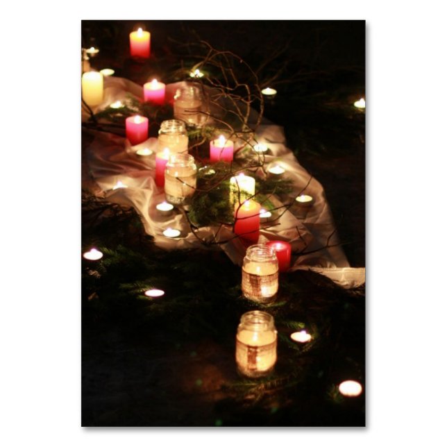 Candle Path Table Card - Anpassbar Tischnummer (Vorderseite)