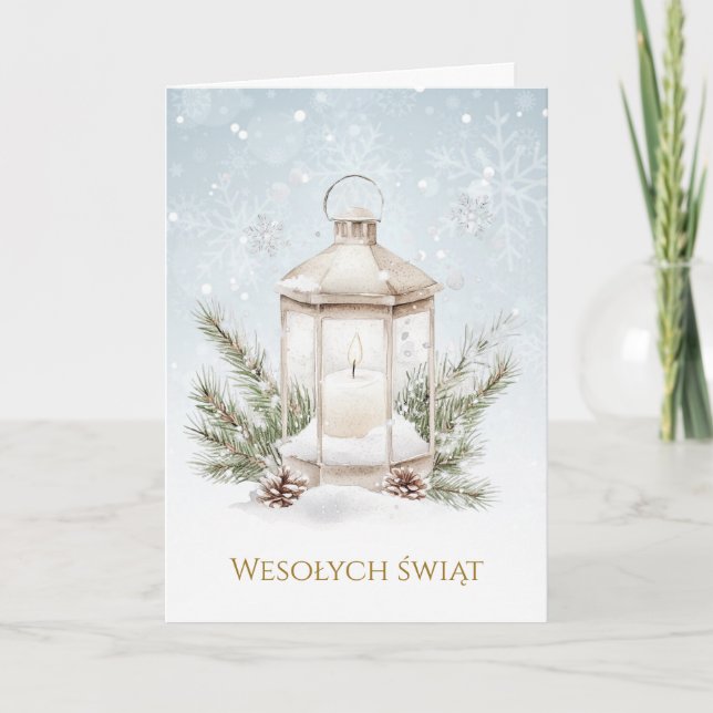 Candle Pine Cones Polnisches Weihnachtsfest Feiertagskarte (Vorderseite)