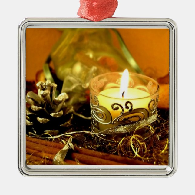 Candle & Pinecone Ornament Aus Metall (Vorne)
