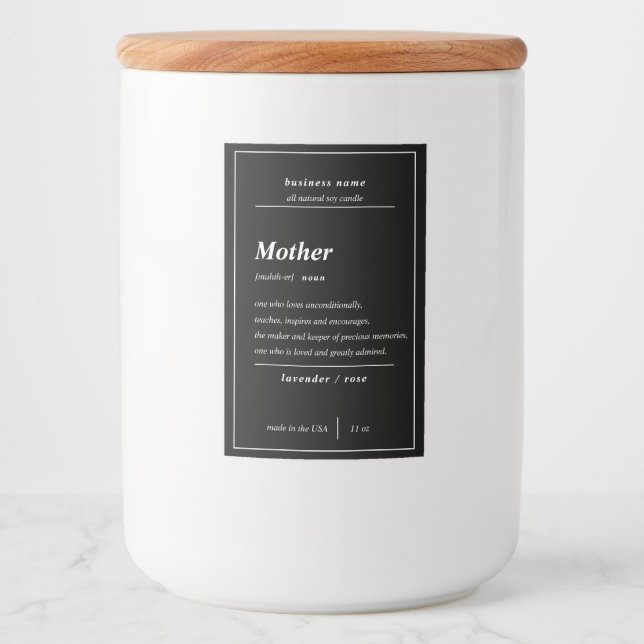 Candle Product Mother Personalisiert Label Lebensmitteletikett (Vorderseite)