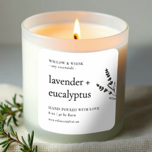 Candle-Produktverpackung Botanischer Kunsthandwerk Quadratischer Aufkleber