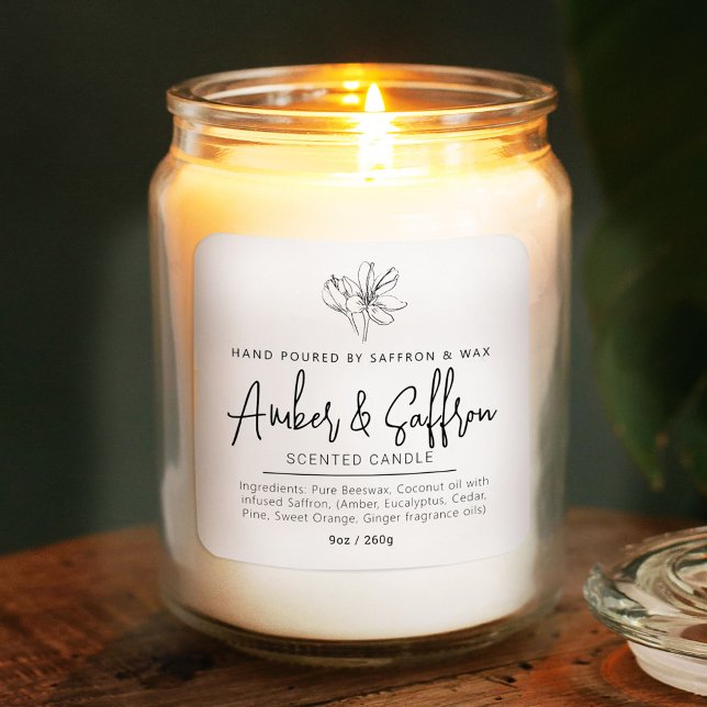Candle saffron and amber simple ingredient quadratischer aufkleber (Von Creator hochgeladen)