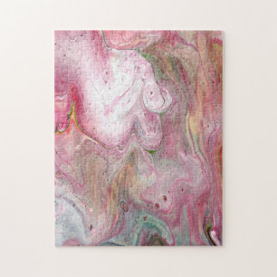 Candle Soft Pink Green Abstrakt Puzzle