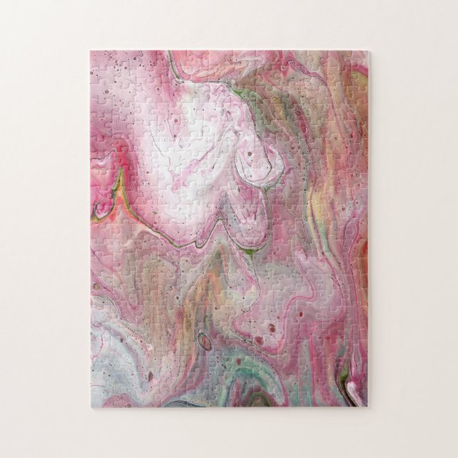 Candle Soft Pink Green Abstrakt Puzzle (Vertikal)