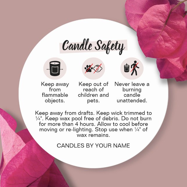 Candle Warning Label Moderne Frauensicherheit Runder Aufkleber (Von Creator hochgeladen)
