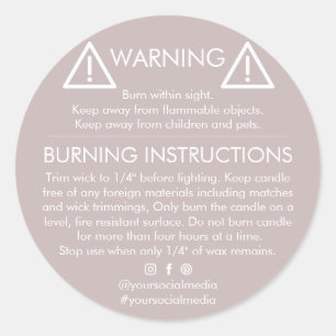 Candle-Warnschild - Modernes Sicherheitsdesign Runder Aufkleber