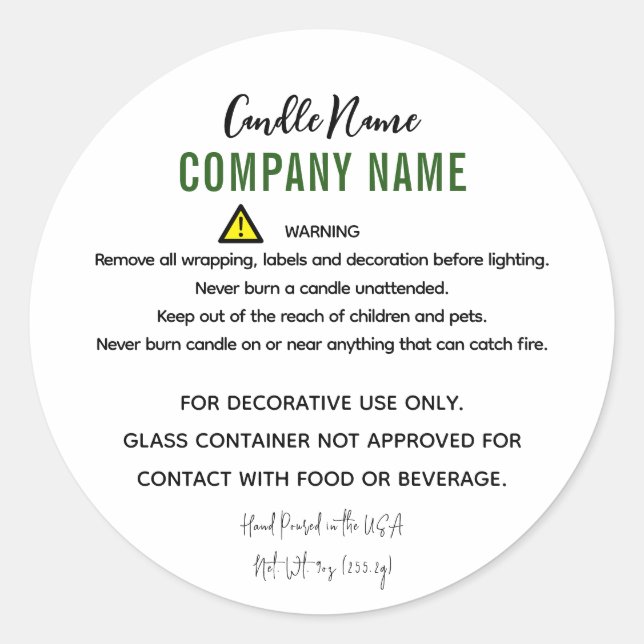 Candle-Warnung Runder Aufkleber (Vorderseite)