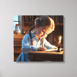 Candlelight-Geschichten: Vintage Kinderlesen kann Leinwanddruck