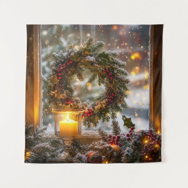 Candlelight Kranz Tapestry Wandteppich (Vorderseite)