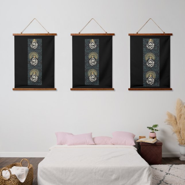 Candlelight-Scrollbänder Wandteppich Mit Holzrahmen (Schlafzimmer)