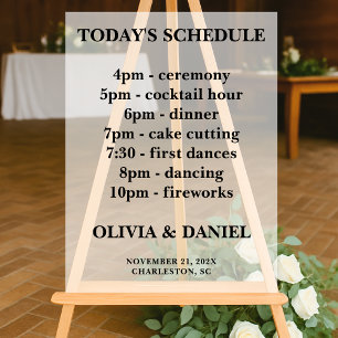 Candlelight Winter Wedding Timeline Mattiert Acrylschild