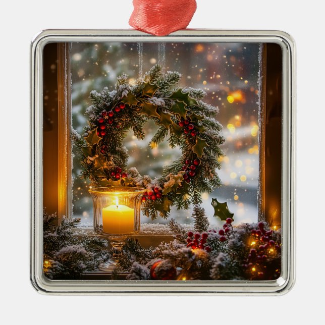 Candlelight Wreath Ornament Aus Metall (Vorne)