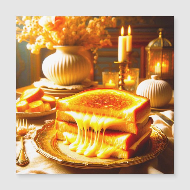 Candlelit Comfort Meal: Sandwich vom Grillkäse Magnetkarte (Vorderseite)