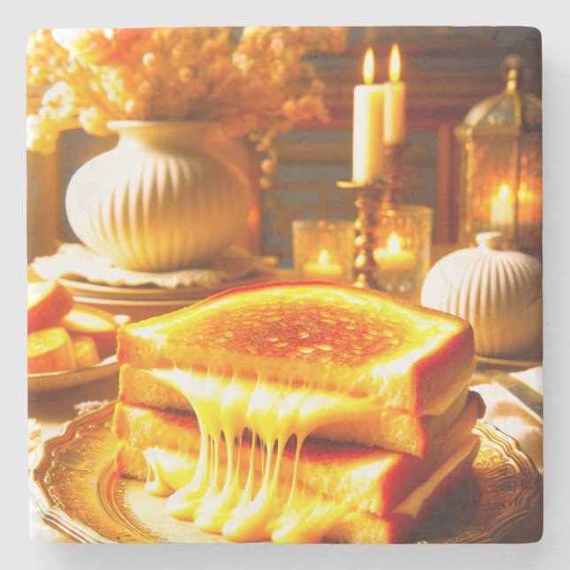 Candlelit Comfort Meal: Sandwich vom Grillkäse Steinuntersetzer (Vorderseite)