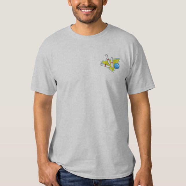 Candlepin Bowling Besticktes T-Shirt (Vorderseite)