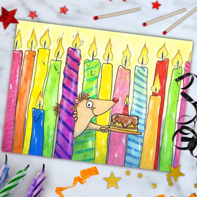 Candles Happy Birthday postcard by N. Janes Postkarte (Von Creator hochgeladen)