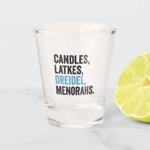 Candles Latkes Dreidel Menorahs Funny Hanukkah Jew Schnapsglas