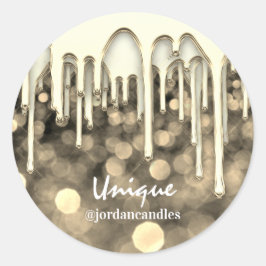 Candles Small BusIness Name Imitate Gold è Drips Runder Aufkleber