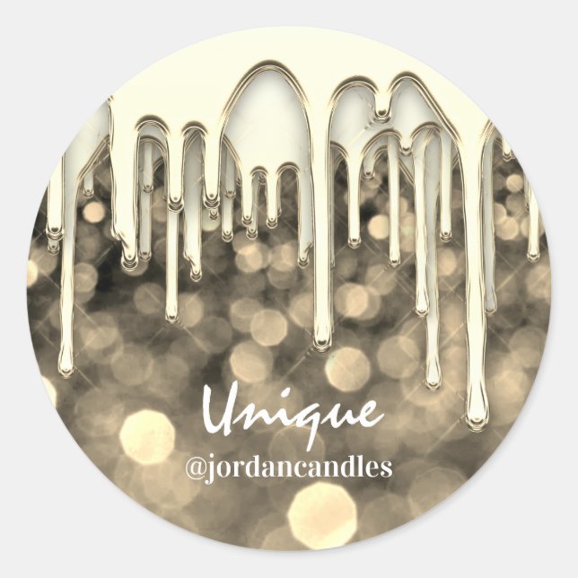 Candles Small BusIness Name Imitate Gold è Drips Runder Aufkleber (Vorderseite)