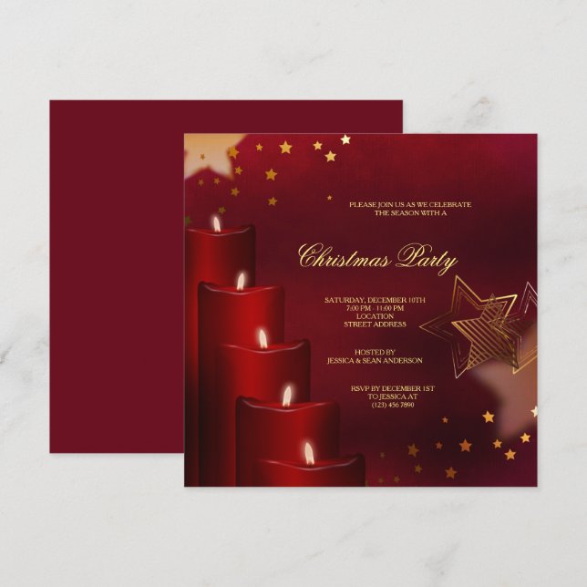 Candles & Stars Weihnachten Einladung (Vorne/Hinten)
