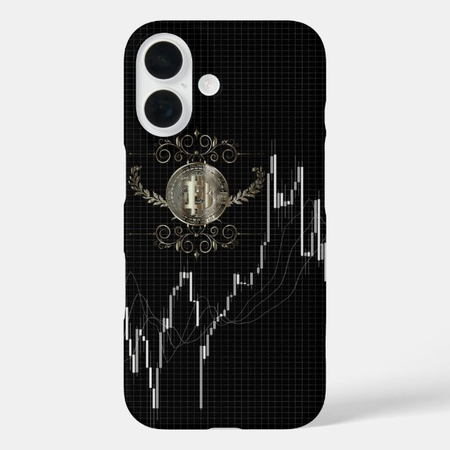 Candlestick & Bitcoin Gold Coin iPhone 16 Hülle (Rückseite)