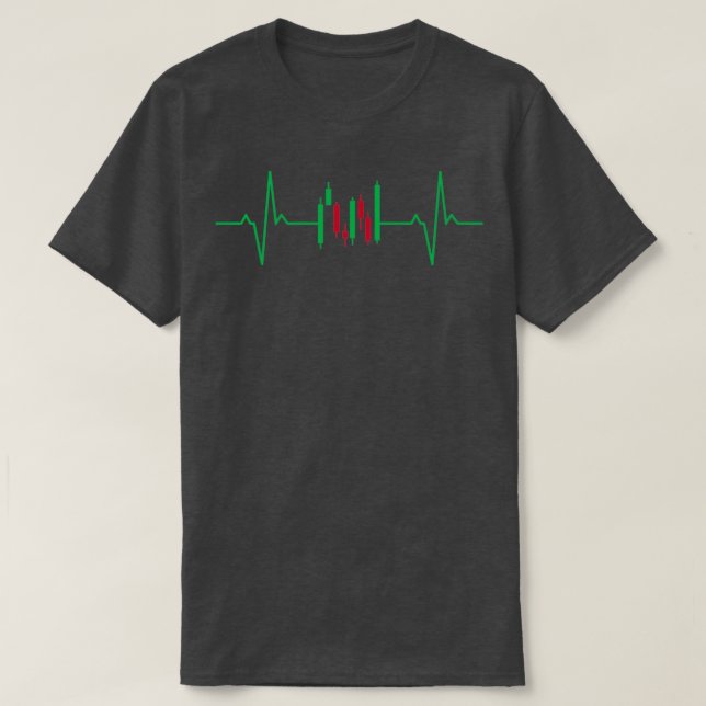 Candlesticks Lifeline Heartbeat Day Trader T-Shirt (Design vorne)