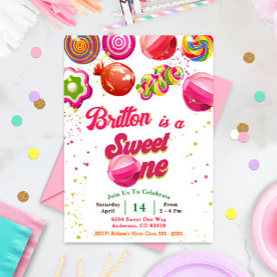 Candy Anniversaire Invitation Sweet One Party