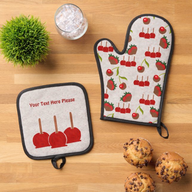 Candy Apples Ofenhandschuh & Topflappen-Set (Oben Unten)