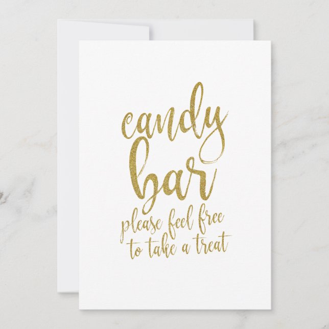 Candy Bar Gold Glitzer Erschwingliches Hochzeitsze Einladung (Vorderseite)