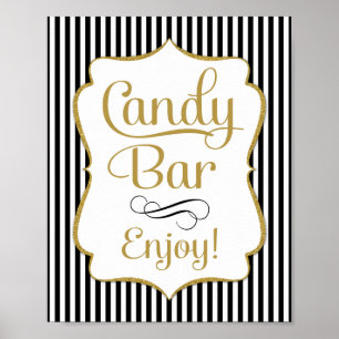 Candy Bar Sign Black Gold Buffet Poster