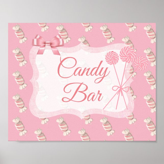 Candy Bar Sign Pink Vintag Lollipops Poster (Vorne)