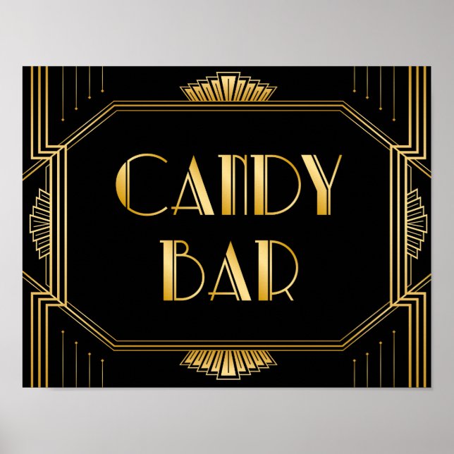 Candy Bar Wedding Sign | Gatsby Art Deco Poster (Vorne)