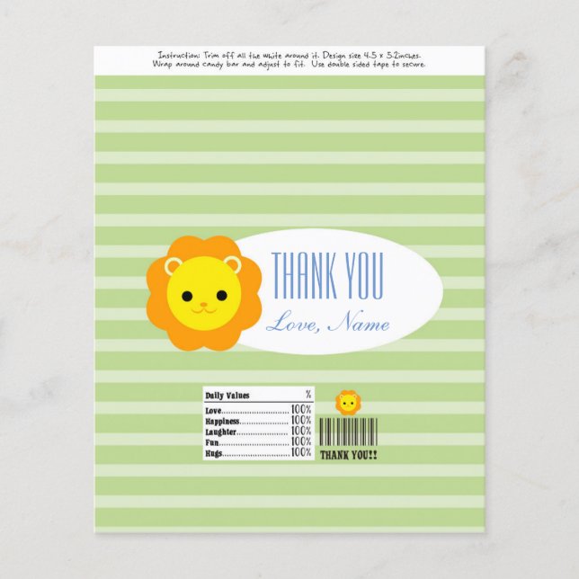 Candy Bar Wrapper Gefallen - grüner Löwe Flyer (Vorne)