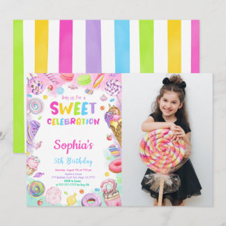 Candy Birthday Foto Einladung
