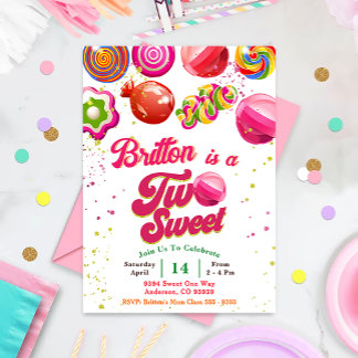 Candy Birthday Two Sweet Party Einladung