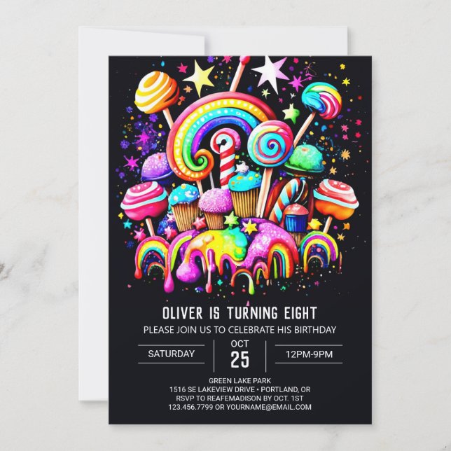 Candy Bohemisch Custom Geburtstag Einladung (Vorderseite)