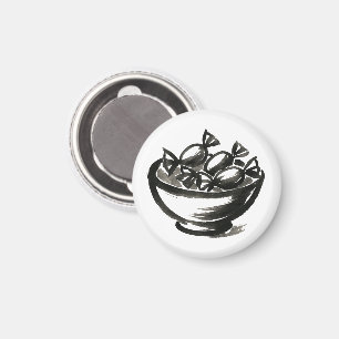 Candy Bowl – Halloween-Illustration mit Tintenschr Magnet