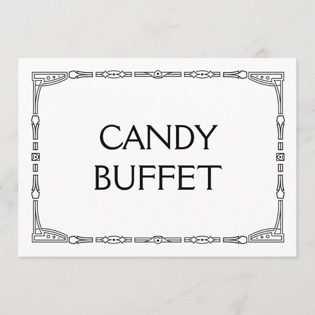 "Candy Buffet" Art Deco Stil Hochzeitszeichen (Vorderseite)