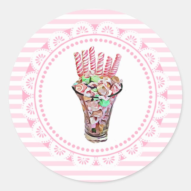 Candy Buffet Pink Whimsical Stickers (Vorderseite)