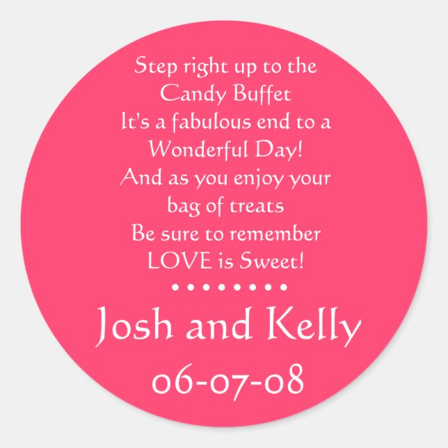 Candy Buffet Runder Aufkleber (Vorderseite)