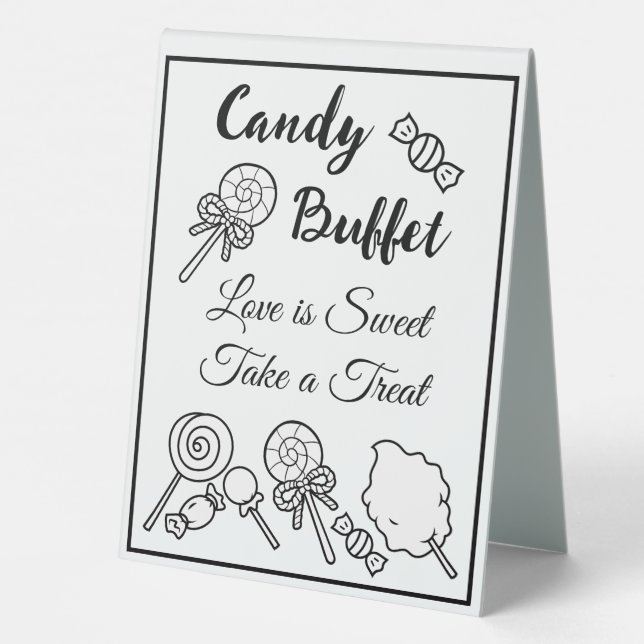 Candy Buffet Tischschild für Hochzeit Tischaufsteller (Rückseite)