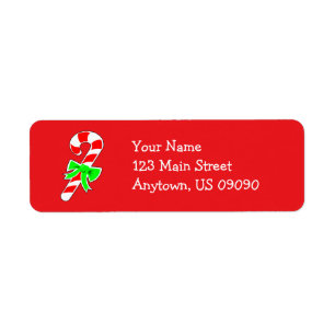 Candy Cane Address Labels (rot)
