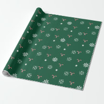 Candy Cane and Snowflakes Wrapping Paper