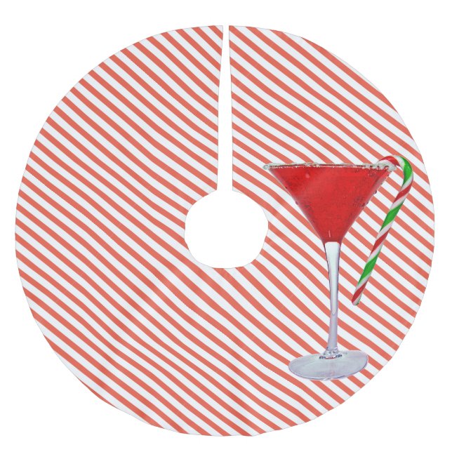 Candy Cane auf Weihnachtscocktail Polyester Weihnachtsbaumdecke (Vorderseite)