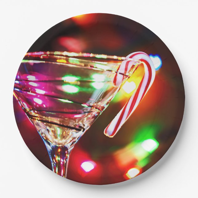 Candy Cane aus Martini-Glas Pappteller (Vorderseite)