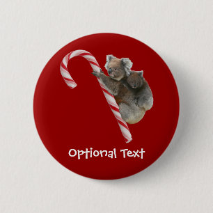 Candy Cane Australian Koala Bears Button
