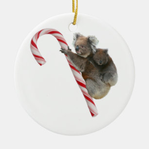 Candy Cane Australian Koala Bears Keramikornament
